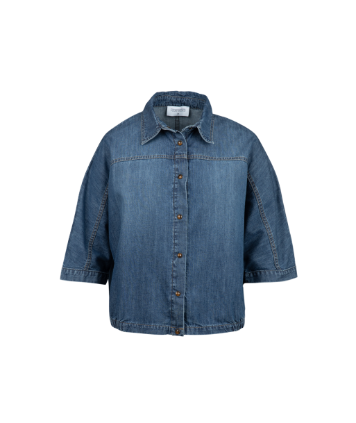 FOUR ROSES jeansblouse met driekwartsmouw