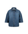 FOUR ROSES jeansblouse met driekwartsmouw