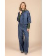 FOUR ROSES jeansblouse met driekwartsmouw