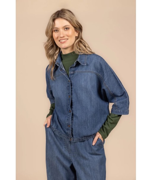 FOUR ROSES jeansbloesje met korte mouw