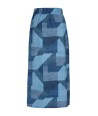 FOUR ROSES maxirok met patchprint in blauwtinten