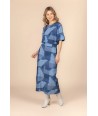 FOUR ROSES maxirok met patchprint in blauwtinten