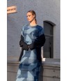FOUR ROSES maxirok met patchprint in blauwtinten