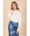 FOUR ROSES maxirok met patchprint in blauwtinten