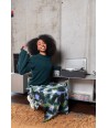 FOUR ROSES rok met kaki en lila print