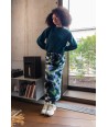 FOUR ROSES rok met kaki en lila print