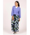 FOUR ROSES rok met kaki en lila print