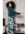 FOUR ROSES rok met kaki en lila print