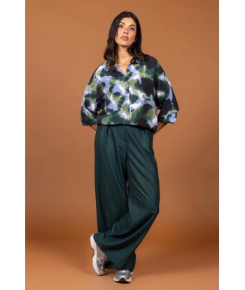 FOUR ROSES bloesje met kaki en lila print