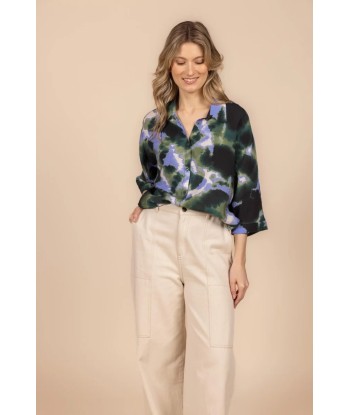 FOUR ROSES bloesje met kaki en lila print