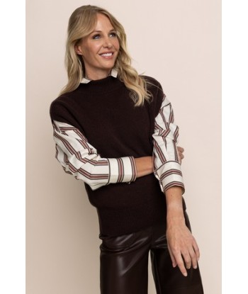 AC ecru bloes met bruine strepen