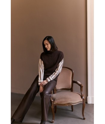 AC bruine broek in leather look