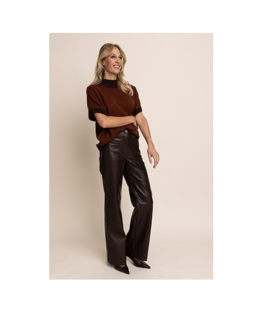 AC bruine broek in leather look