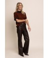 AC bruine broek in leather look