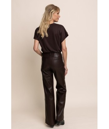 AC bruine broek in leather look