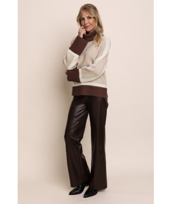 AC bruine broek in leather look