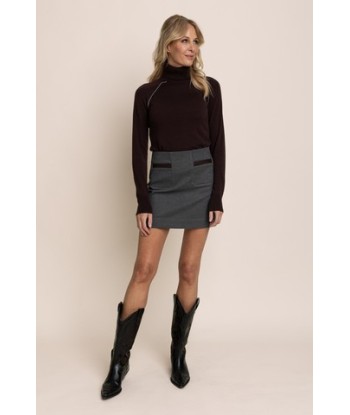 AC fijne pull met opstaande kraag bruin + grijs