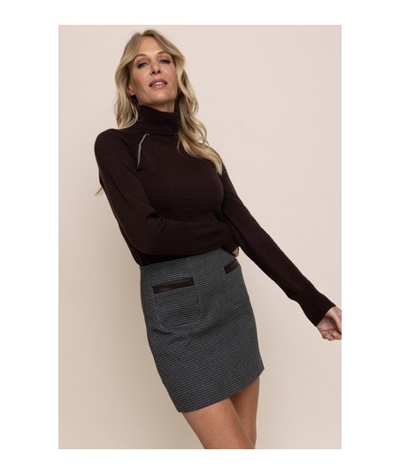 AC fijne pull met opstaande kraag bruin + grijs