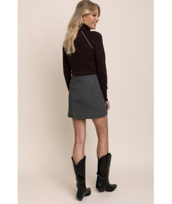 AC fijne pull met opstaande kraag bruin + grijs