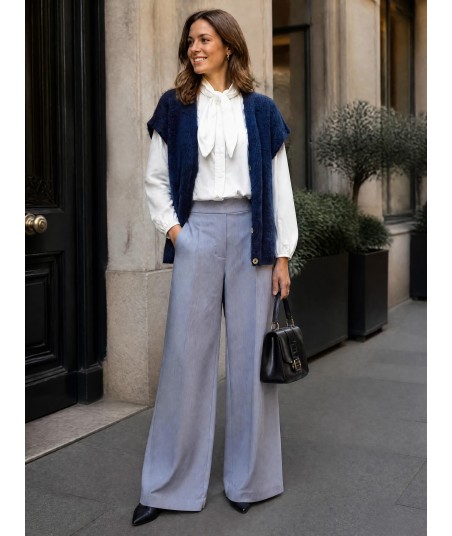 BELLITA blauwe cardigan zonder mouwen