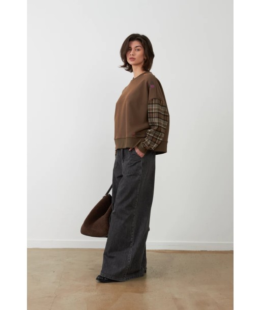 ORFEO sweater met geruite mouw