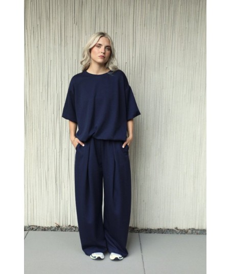 BELLITA navy sweater met korte mouw