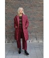 BELLITA kaki pull met wijnrode streep