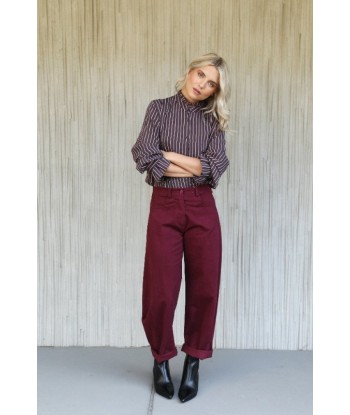 BELLITA wijnkleurige barreljeans