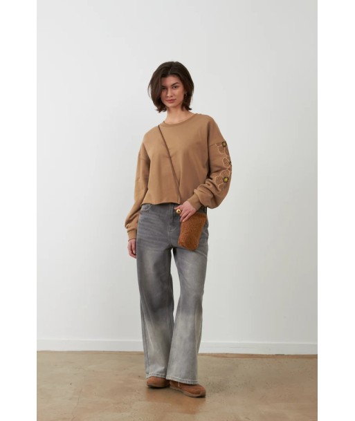 ORFEO sweater met bloemmotief op de mouw