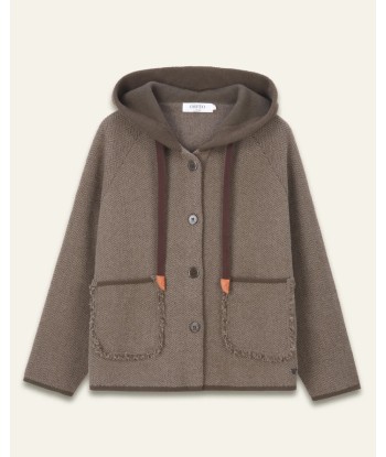 ORFEO cardigan met print in beige en bruin