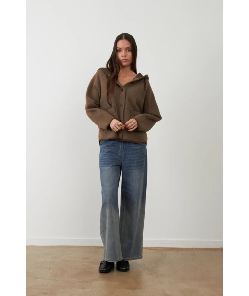 ORFEO cardigan met print in beige en bruin