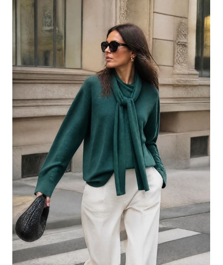 ATMOS groene pull met sjaaltje