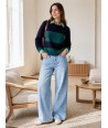 ATMOS pull met streep groen en blauw