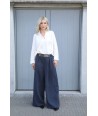 BELLITA brede blauwe broek in lichte velours