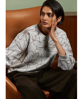 ATMOS grijze sweater met bloemborduring