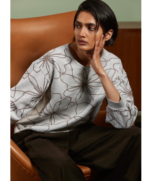 ATMOS grijze sweater met bloemborduring