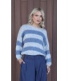 BELLITA grijze pull met blauwe strepen