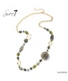SWEET7 lange ketting met kaki accenten