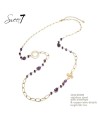 SWEET7 lange ketting met lila stenen