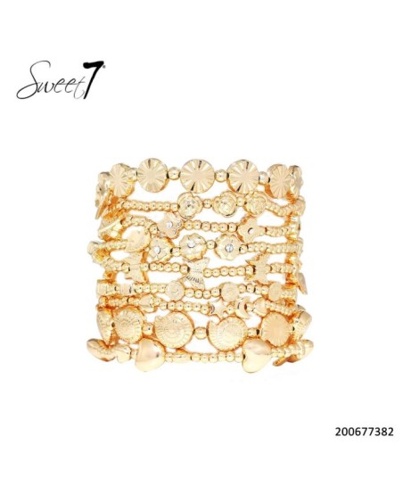 SWEET7 set van 9 goudkleurige armbanden
