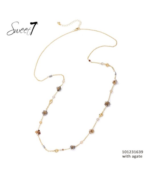 SWEET7 lange ketting met fijn bloemetje