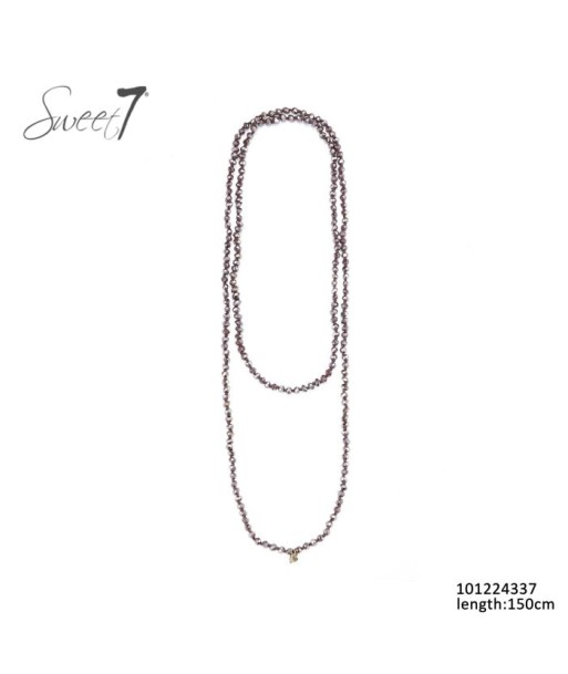 SWEET7 lange ketting met chocoladekleurige glaskralen