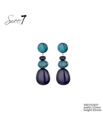 SWEET7 oorbellen met groen en blauwe stenen