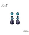 SWEET7 oorbellen met groen en blauwe stenen
