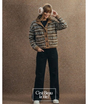 Oorwarmers in beige met camel