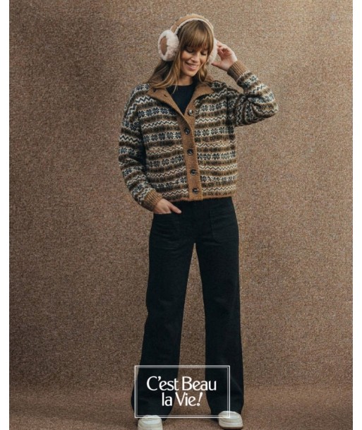 Oorwarmers in beige met camel