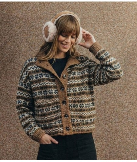 Oorwarmers in beige met camel