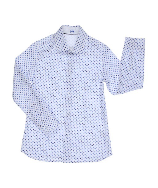 Gymp wit hemd met blauwe print