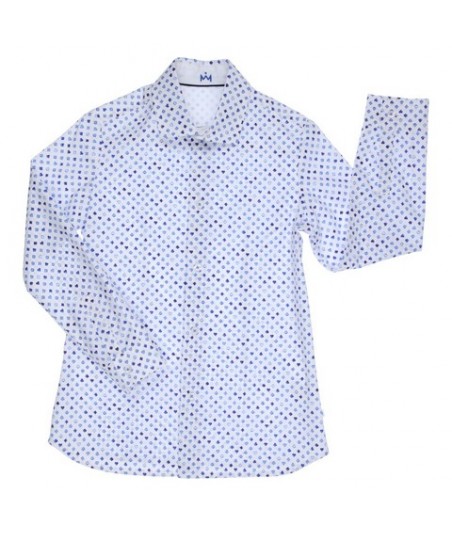 Gymp wit hemd met blauwe print
