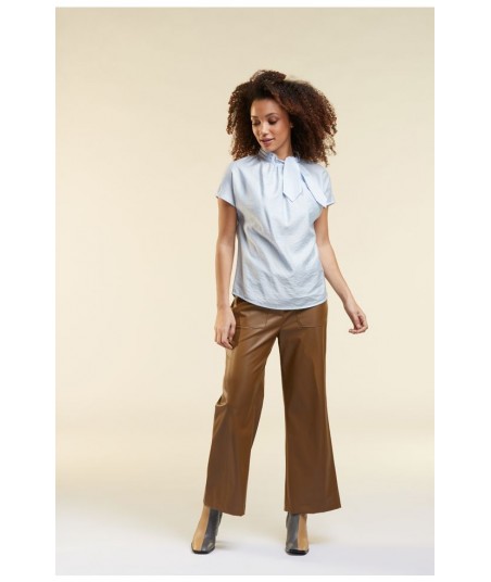 HER. bruine  rechte broek in lederlook